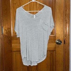 Oversized stripe V-neck top by MTS